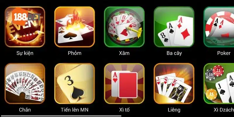 Các game bài Casino hấp dẫn có tại sảnh cược của 188BET.